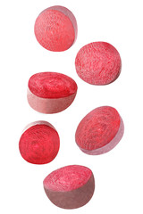 Falling beet isolated on white