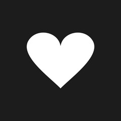 white heart design icon on black background. love concept. valentine day. vector illustration