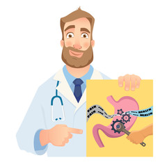 Gastroenterologist holding banner