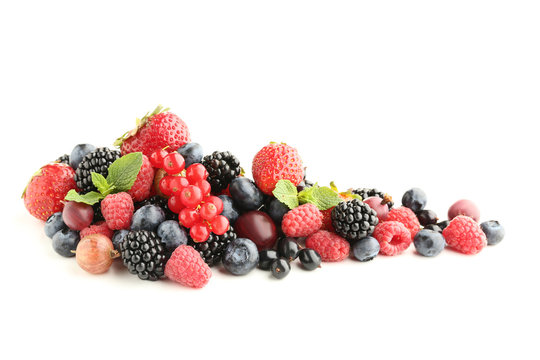 Fresh berries isolated on white background