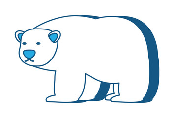 polar bear icon over white background, blue shading design.  vector illustration