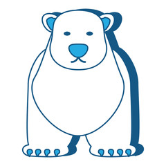 polar bear icon over white background, blue shading design.  vector illustration