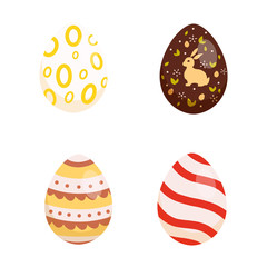 Set Easter eggs, collection of vector illustration in cartoon style, isolated.