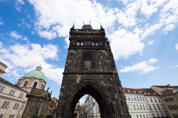 Fototapeta na wymiar Historical buildings on the streets of Prague, Czech Republic