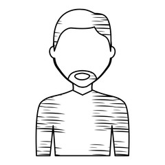 sketch of avatar man with beard icon over white background, vector illustration