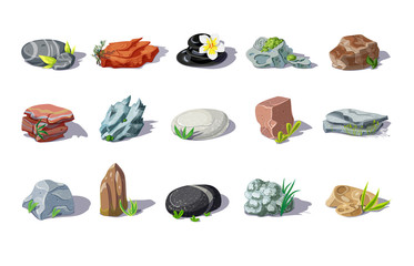 Cartoon Colorful Stones Set