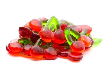 Cherry Gummies Isolated on a White Background