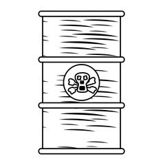 sketch of Toxic waste barrel icon over white background, vector illustration