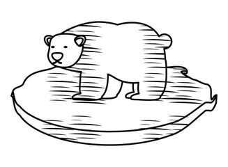 polar bear on black of ice icon over white background, vector illustration