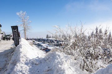 Snowy mountain ski resort. Mt. Spokane.