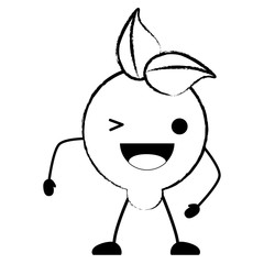 sketch of kawaii lemon wiking an eye over white background, vector illustration