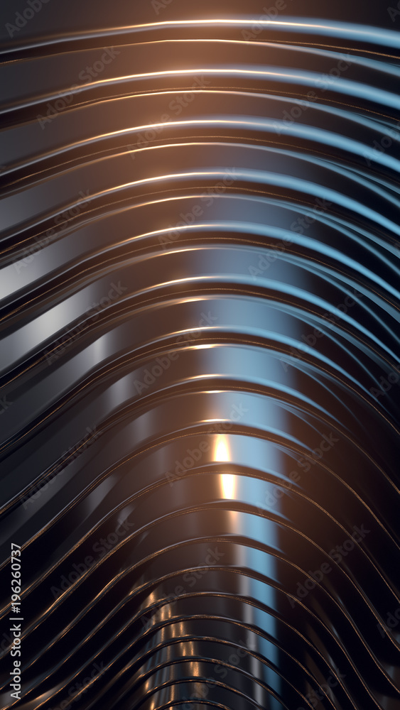 Poster Wave band abstract background surface 3d rendering