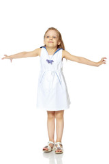 The little girl is full-length.