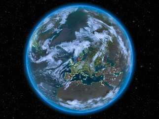 Denmark at night on Earth