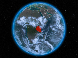 Tanzania at night on Earth