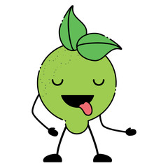 kawaii lemon showing the tongue over white background, colorful design vector illustration