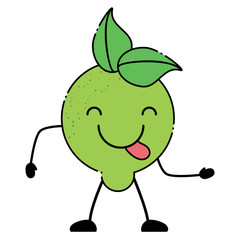 kawaii lemon showing the tongue over white background, colorful design vector illustration