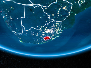 Lesotho on planet Earth from space at night