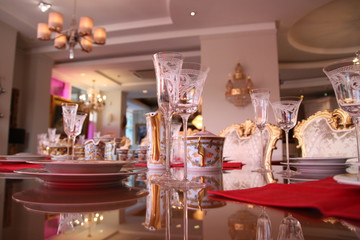Served table in a restaurant