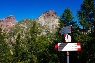 Path signposts, Alpe Devero.Italy