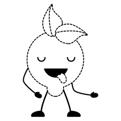 kawaii lemon showing the tongue over white background, vector illustration