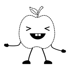 kawaii happy apple icon over white background, vector illustration