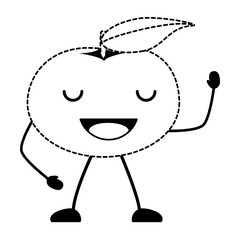 kawaii excited mandarine icon over white background, vector illustration