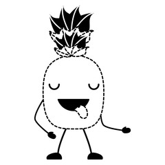 kawaii pineapple showing the tongue over white background, vector illustration