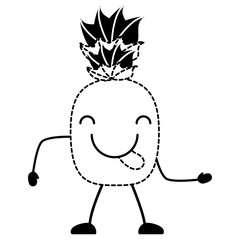 Fototapeta premium kawaii pineapple showing the tongue over white background, vector illustration