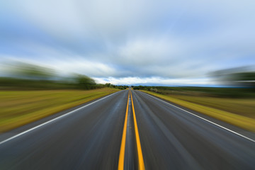 Fototapeta premium Two lane highway with motion blur