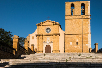 Fototapeta premium The illuminated facade of the cathedral of Agrigento