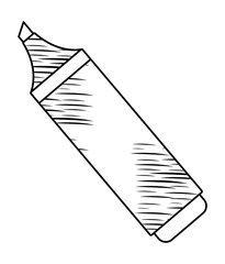 sketch of highlighter pen icon over white background, vector illustration