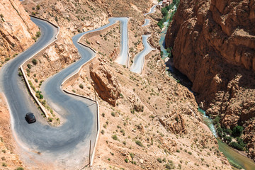 Winding road in Dades Valley, Morocco, Africa