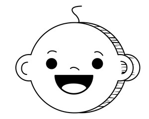 cute baby face icon over white background, vector illustration
