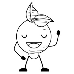 sketch of kawaii happy lemon icon over white background, vector illustration