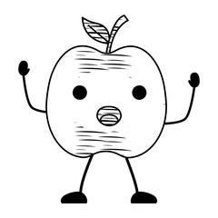 kawaii apple icon over white background, vector illustration