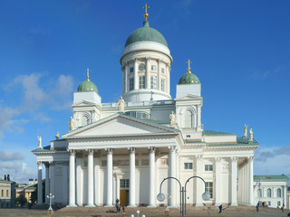 view on Helsinki Cathedral (Helsingin tuomiokirkko Nikolainkirkko), Helsinki, Finland