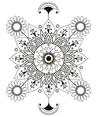 Ornament black white card with mandala. Geometric circle element made in vector.
