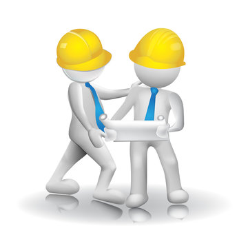 Logo 3d Architects workers white men people icon image vector