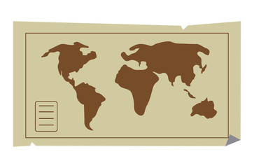 World map icon over white background, vector illustration