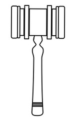 Law hammer icon over white background, vector illustration