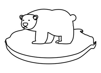 polar bear on black of ice icon over white background, vector illustration
