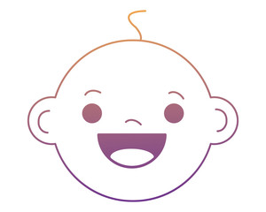 cute baby face icon over white background, vector illustration