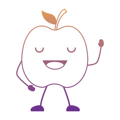 kawaii excited apple icon over white background, vector illustration