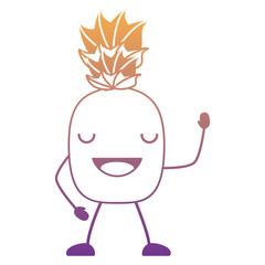 kawaii happy pineapple icon over white background, vector illustration