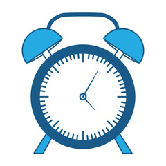 alarm clock icon over white background, blue shading design. vector illustration