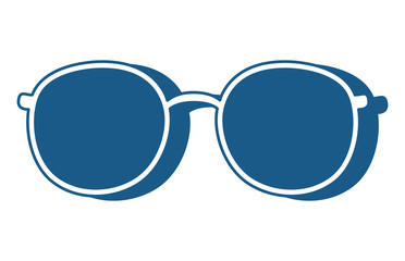 sunglasses icon over white background, blue shading design. vector illustration