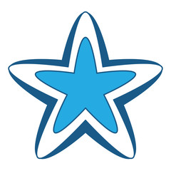 carambola or stair fruit icon over white background, blue shading design. vector illustration