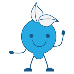 kawaii happy lemon icon over white background, blue shading design. vector illustration