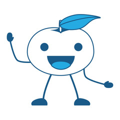 kawaii happy mandarine icon over white background, blue shading design. vector illustration